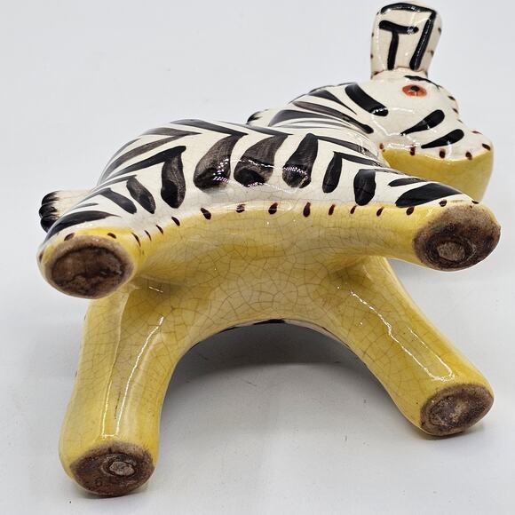 Vintage MCM Hand-Painted Zebra Planter Pot Ceramic Animal Decor Whimsical - Picture 5 of 8